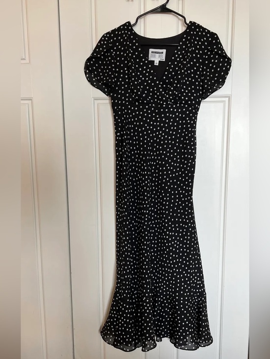 Lois Snyder Dresses & Skirts - Vintage Black Polka Dot Midi Dress